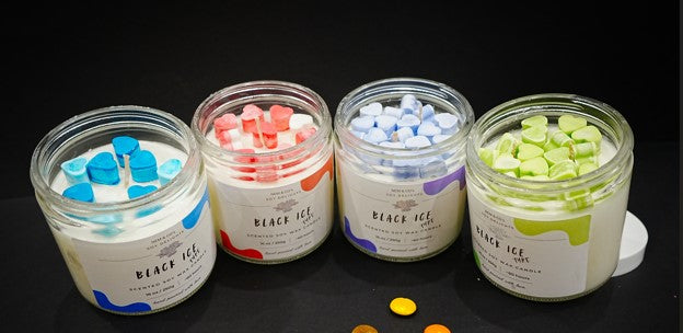 Black Ice scented 16 oz candle jar