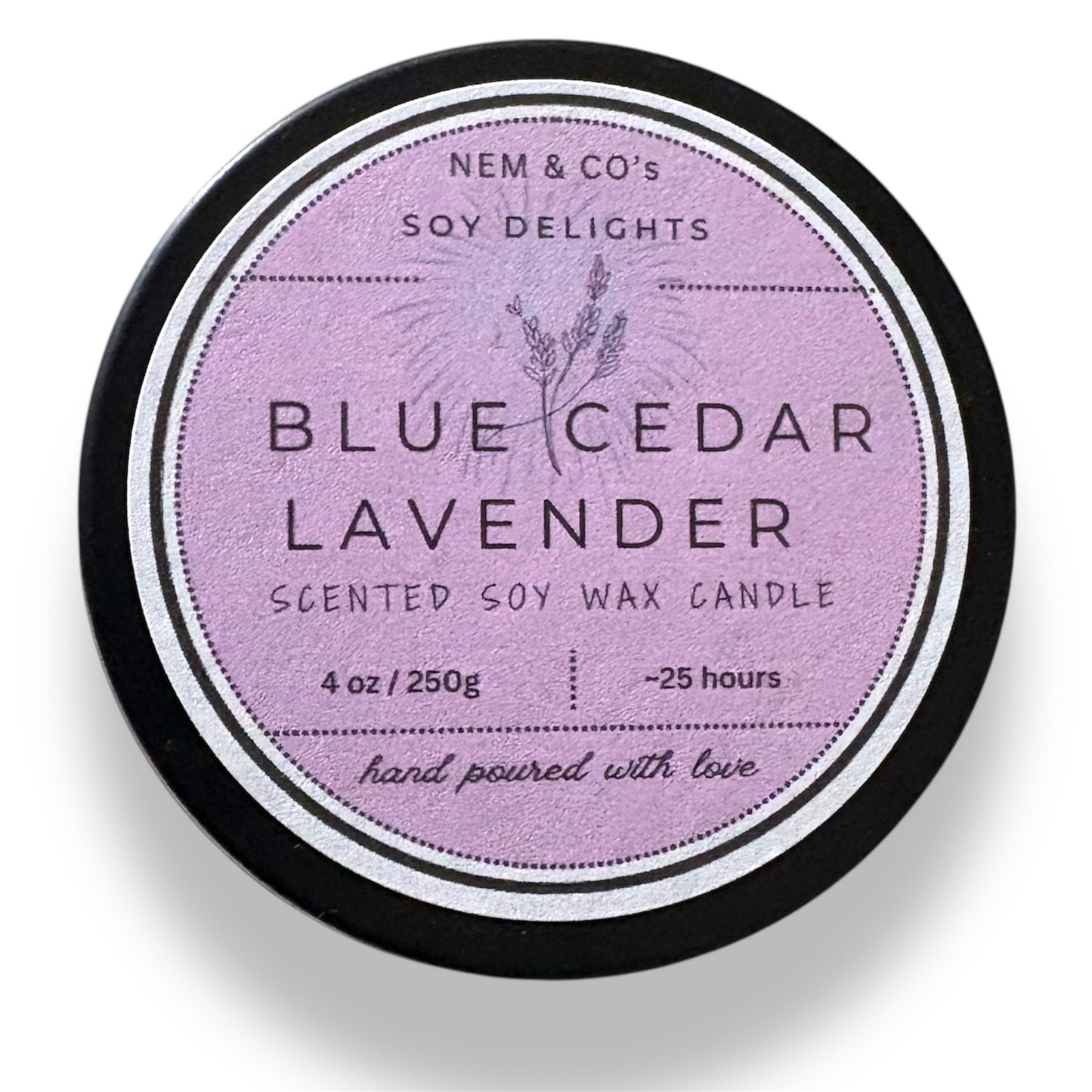 Blue Cedar Lavender - Soy wax container candle (4oz travel tin )
