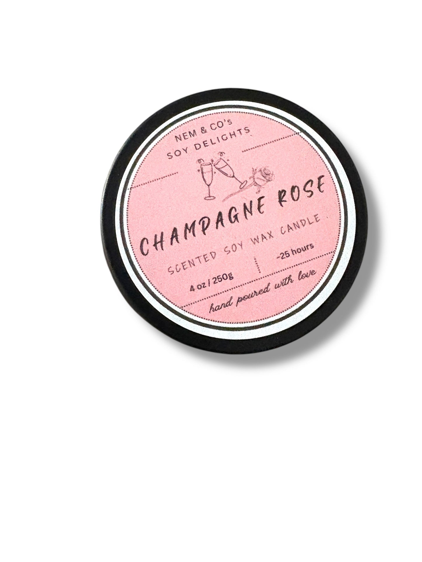 Champagne Rose scented Soy Wax Candle - 4oz candle