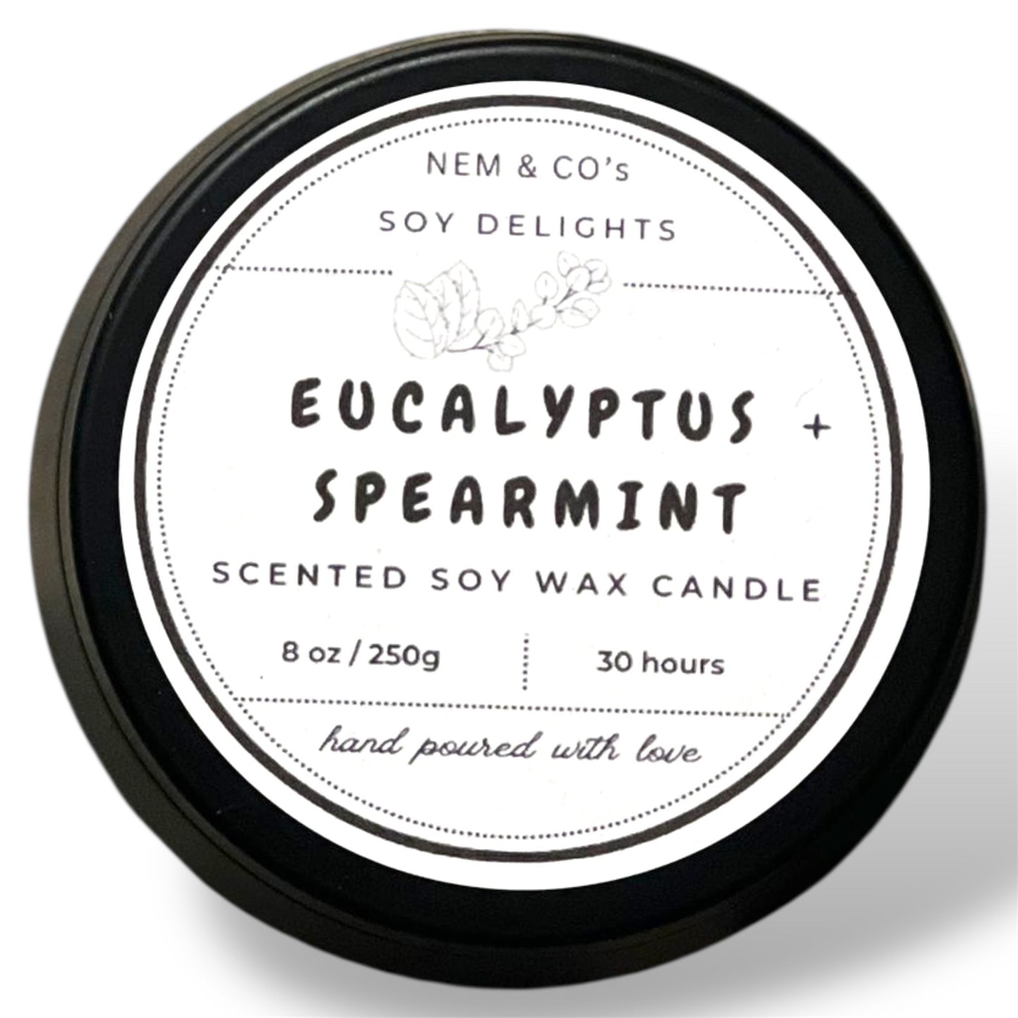 Eucalyptus Spearmint- Scented Soy Wax Candle- travel tin