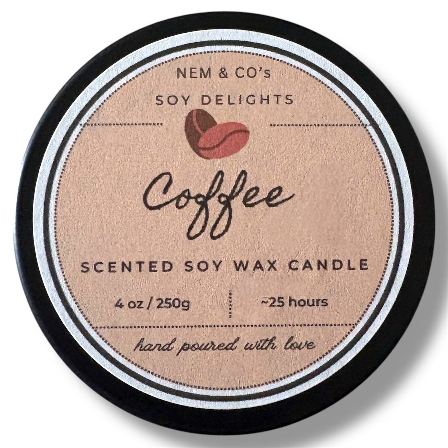 Coffee scented Soy Wax Candle ( 4oz travel tin )