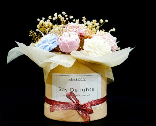 gift box bouquet - floral soy wax candles